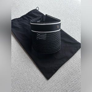 Chanel CC raffia  Sun Visor hat black with ribbon size S NeW